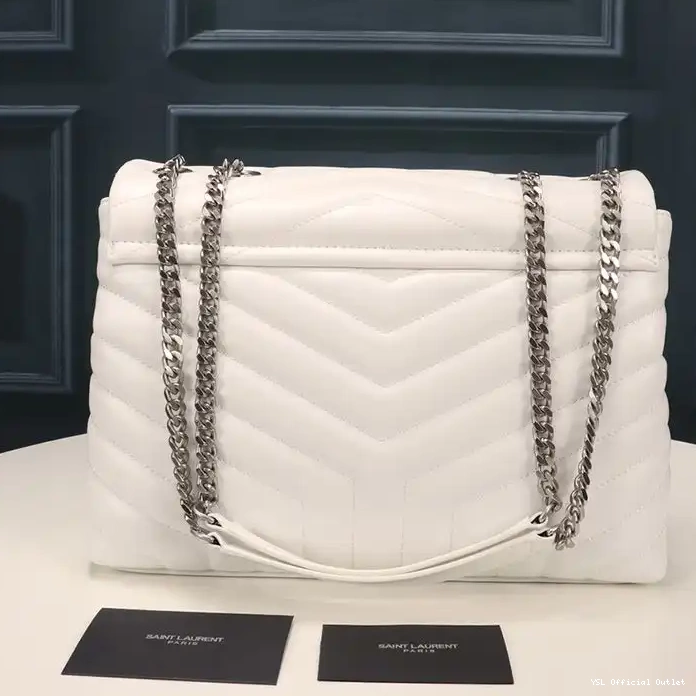 CHEAP Bag Y Laurent Chain Saint Medium Loulou In White Silver Leather Matelasse 0325
